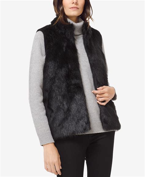 michael michael kors faux-fur-front sweater vest in regular &